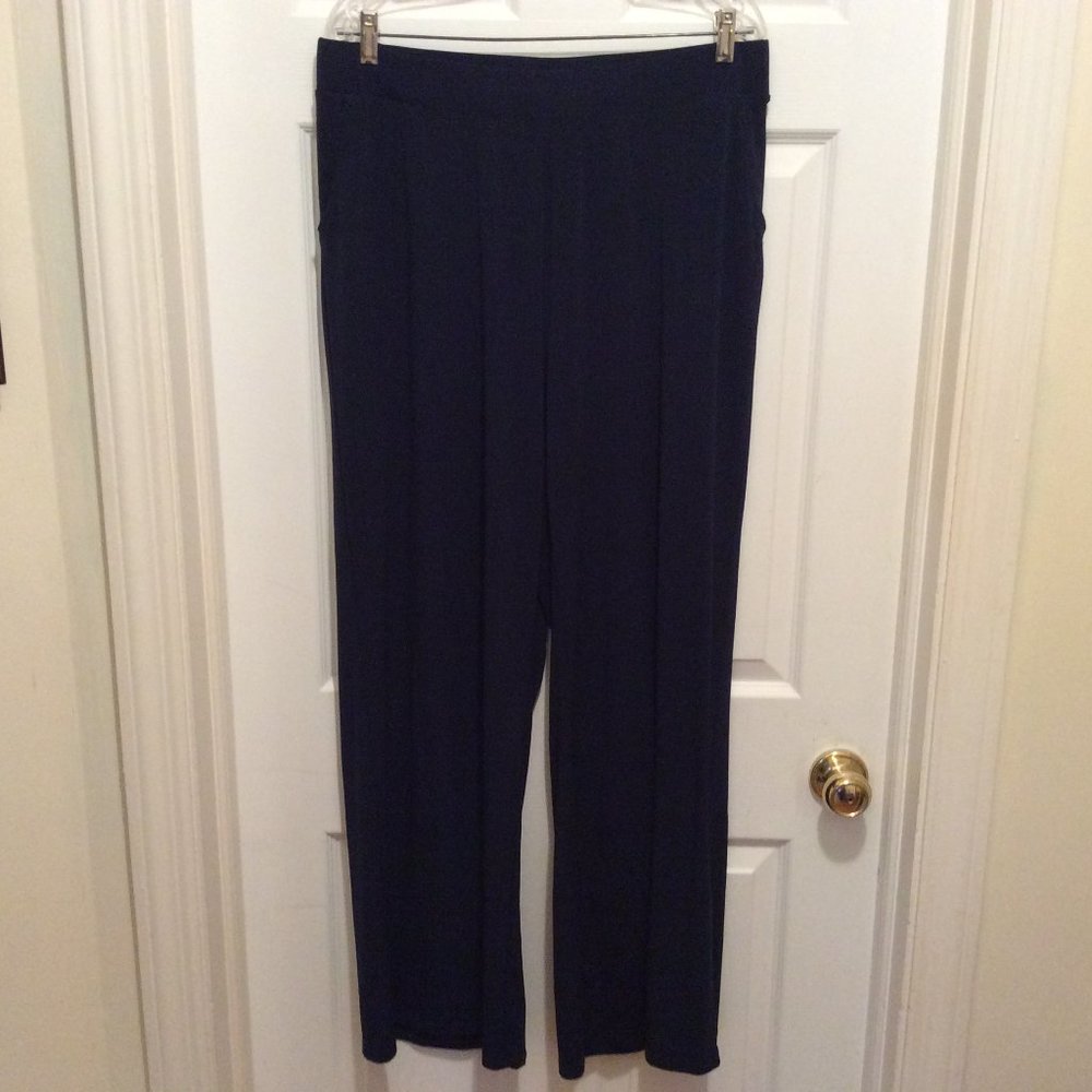 Kaari Blue Pants 2X Dark Blue Elastic Waist Pocket